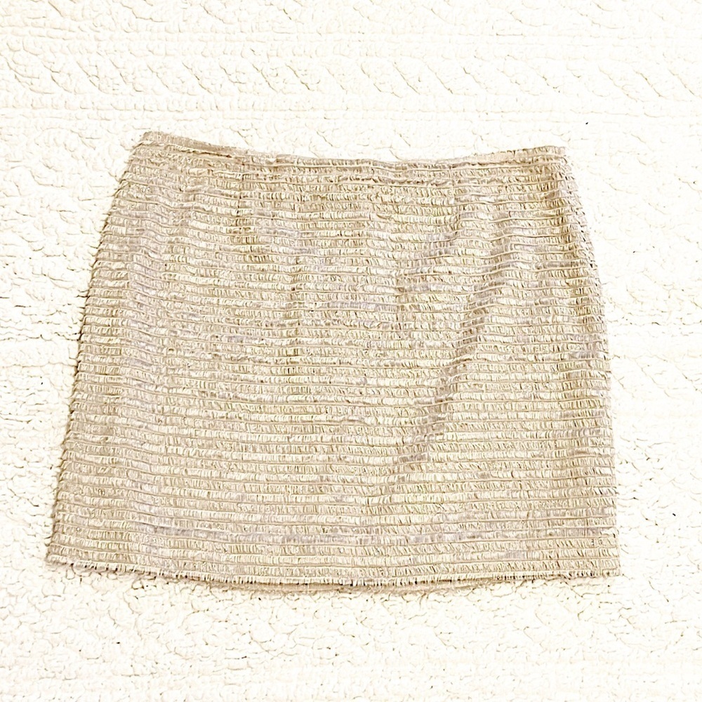 🆕 Alice + Olivia champagne gold sparkle fringe mini skirt mid rise - Picture 4 of 10
